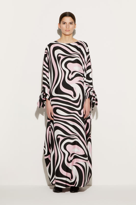 Marmo-Print Silk-Twill Kaftan