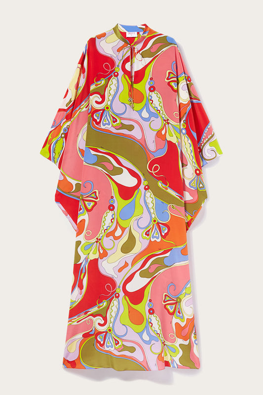 Orchidee-Print Silk Kaftan