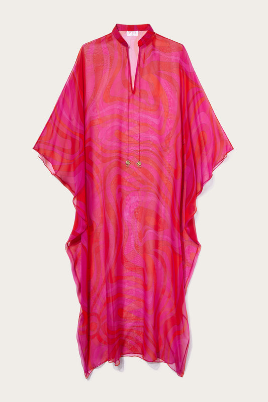 Marmo-Print Silk Kaftan