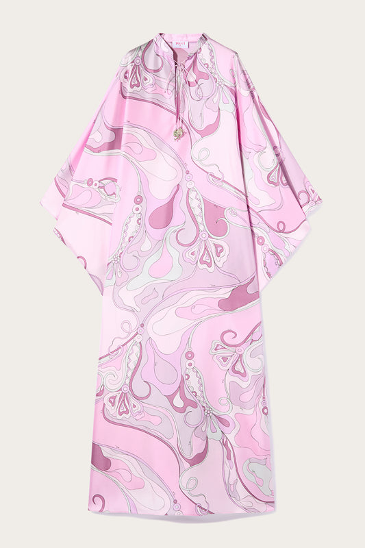 Orchidee-Print Silk-Twill Kaftan