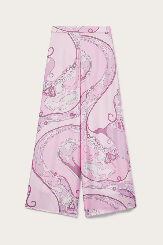 Orchidee-Print Silk-Twill Trousers