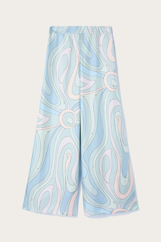 Marmo-Print Silk-Twill Trousers