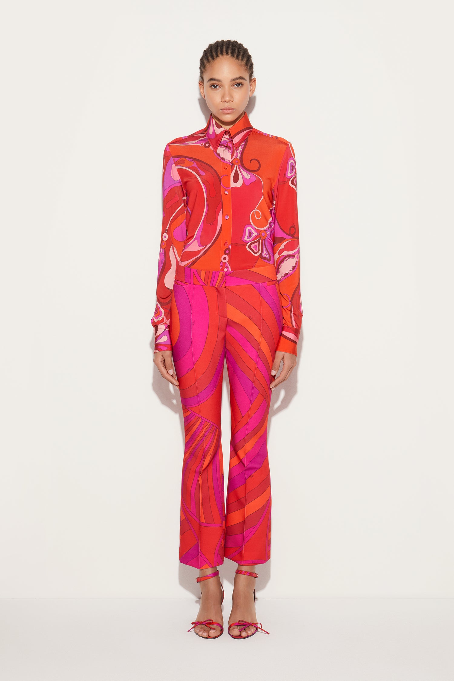 Iride-Print Flared Trousers