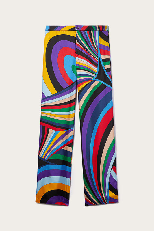 Iride-Print Silk-Twill Trousers