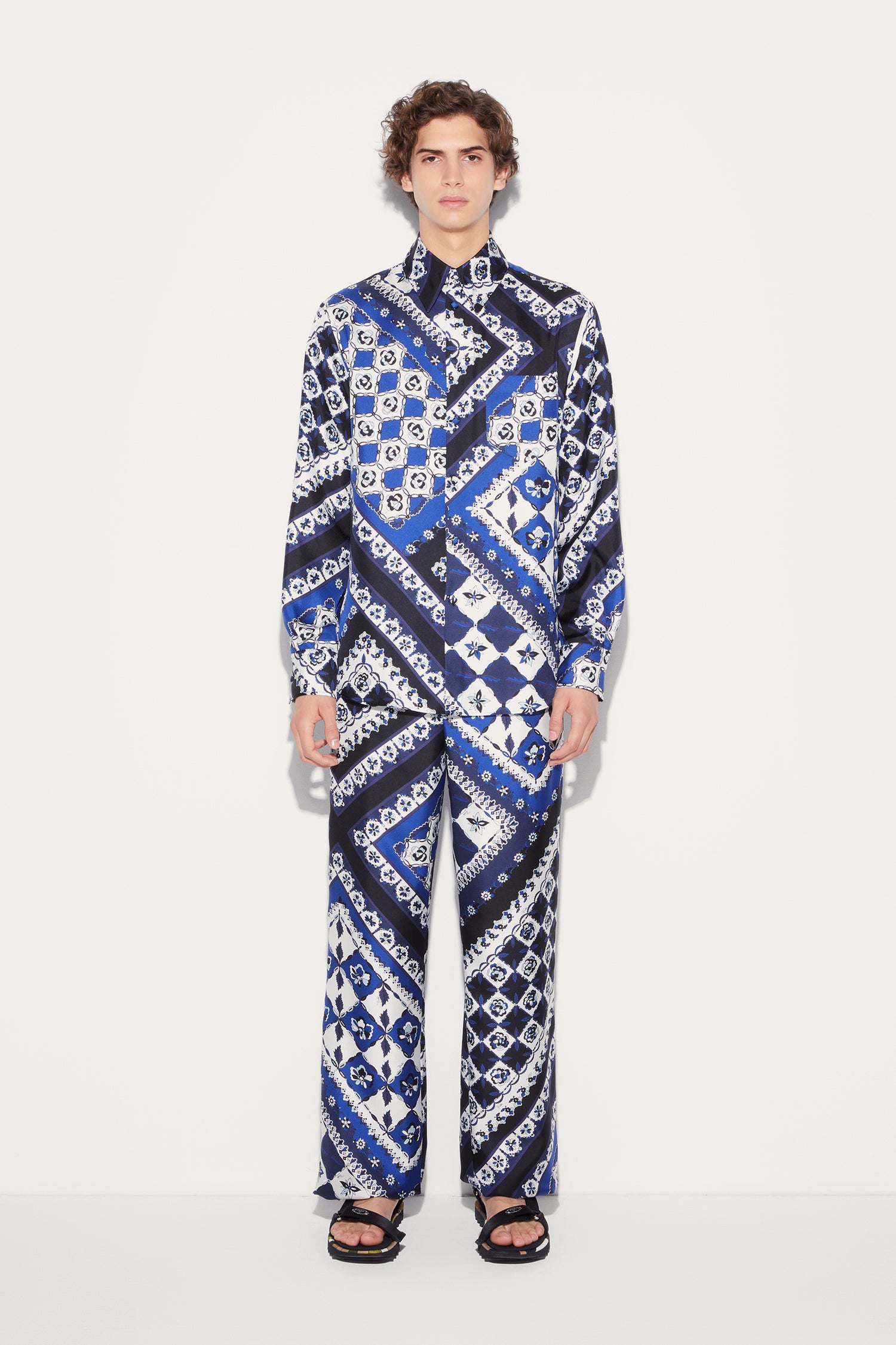 Festa-Print Silk-Twill Trousers