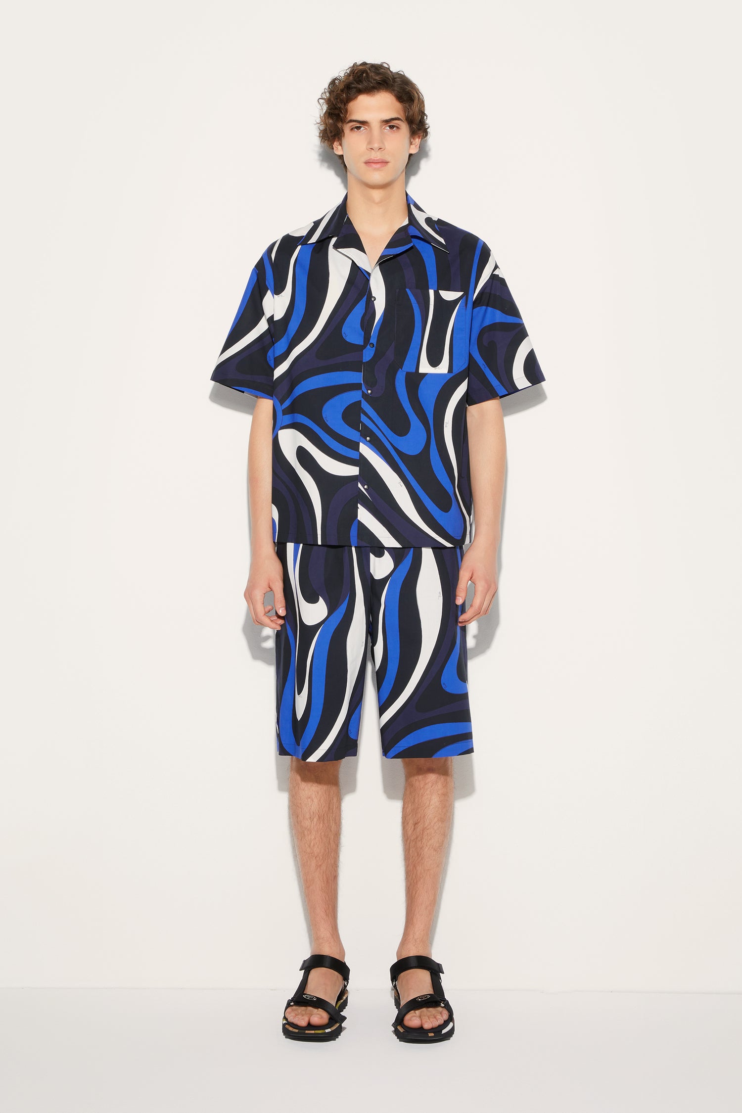 Marmo-Print Cotton Shorts View 2 - Pucci