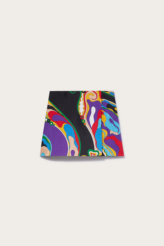 Orchidee-Print Silk-Twill Skirt