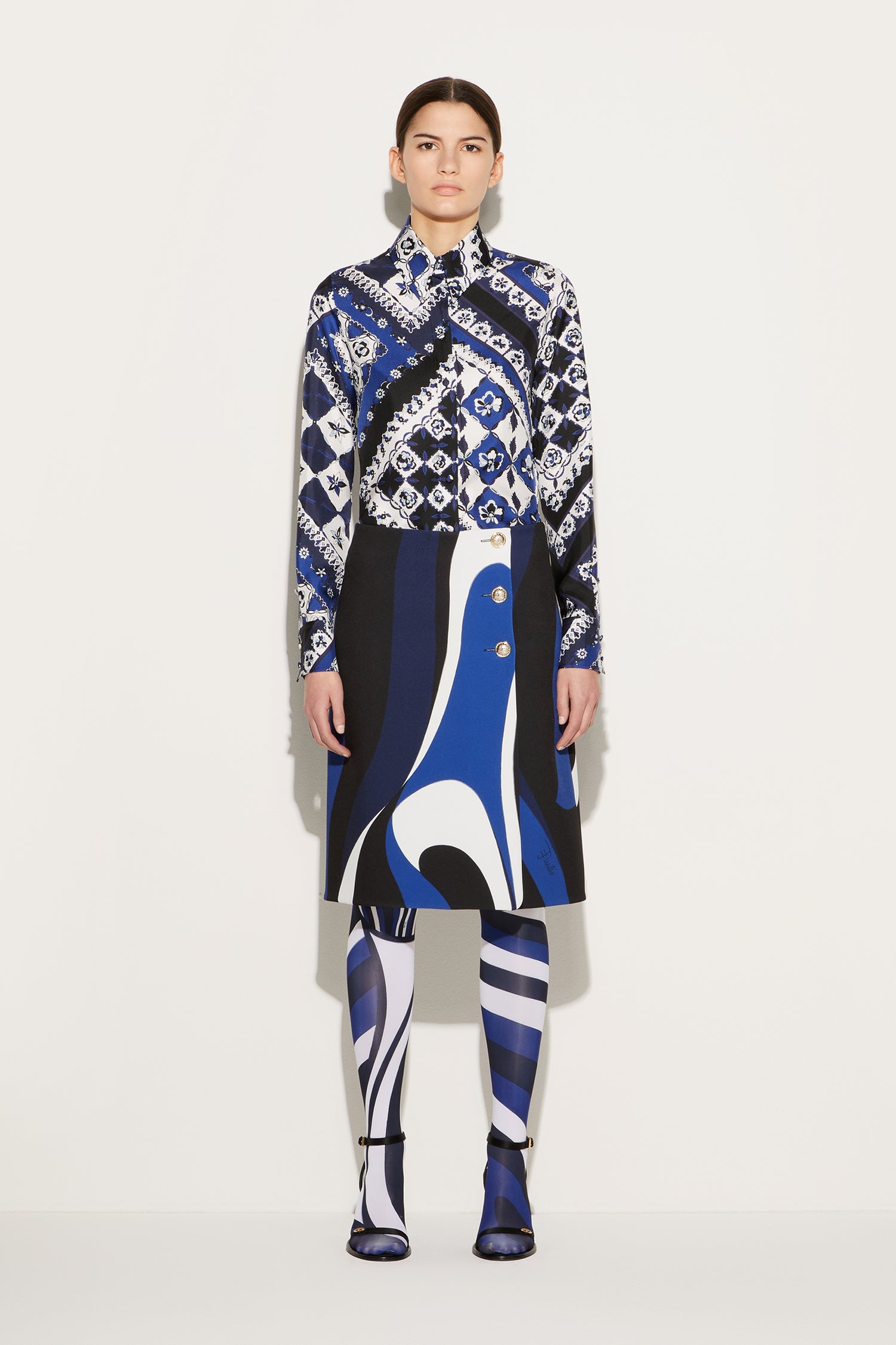 Marmo-Print Wrap Skirt