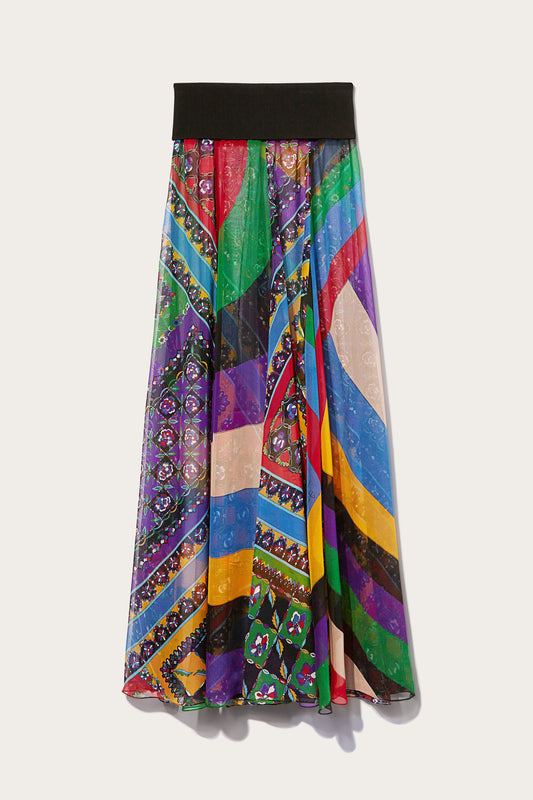 Iride And Festa-Print Silk Skirt