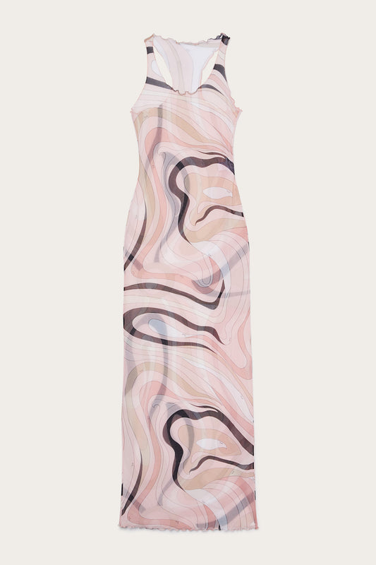 Marmo Print Tulle Dress