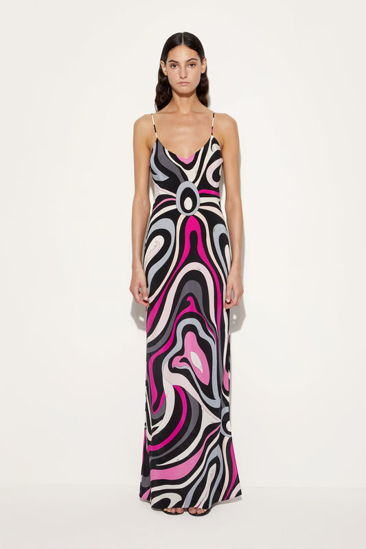 Marmo Print Silk Dress