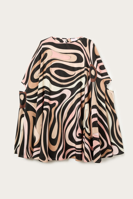 Marmo Print Kaftan Mini Dress