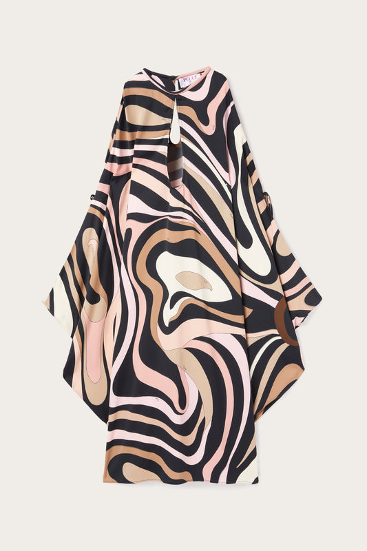 Marmo Print Kaftan Mini Dress