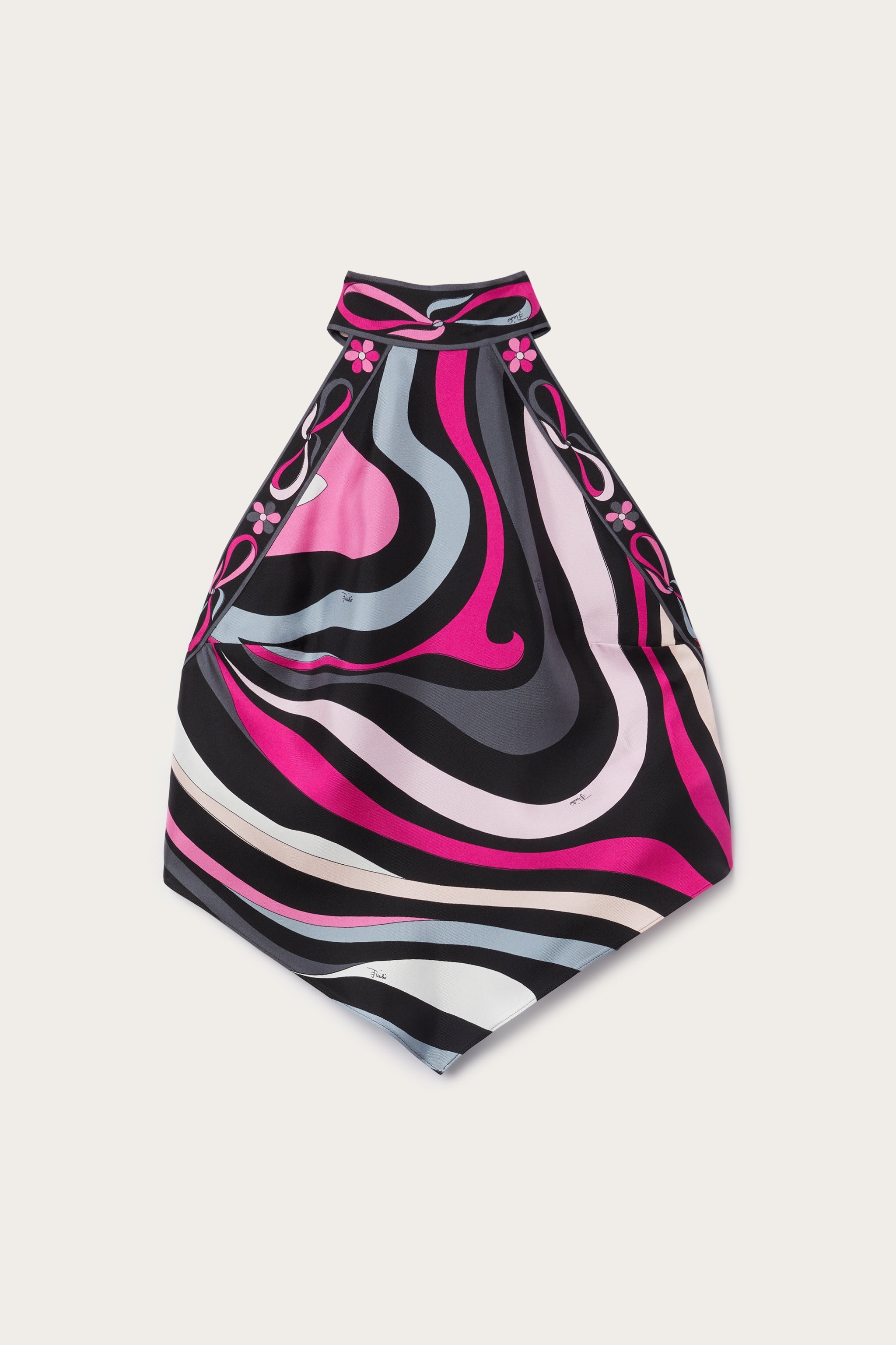 Marmo Print Silk Twill Drop Top