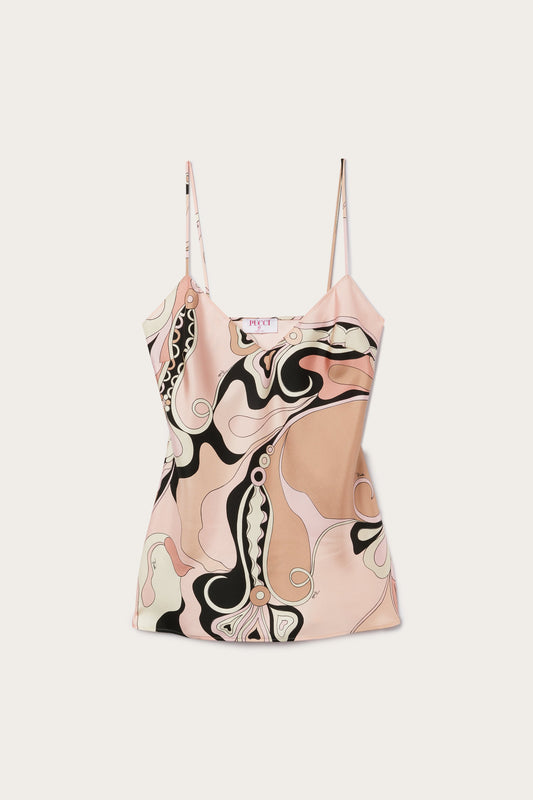 Orchidee Print Silk Twill Camisole Top