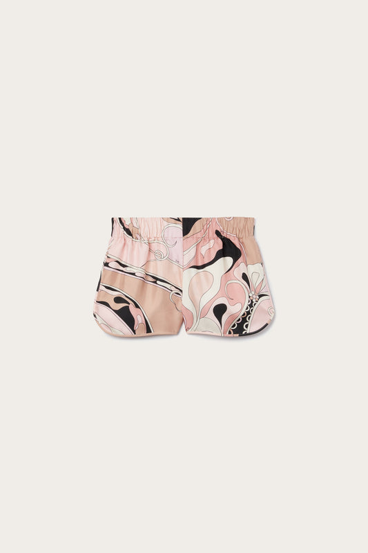 Orchidee Print Silk Twill Shorts