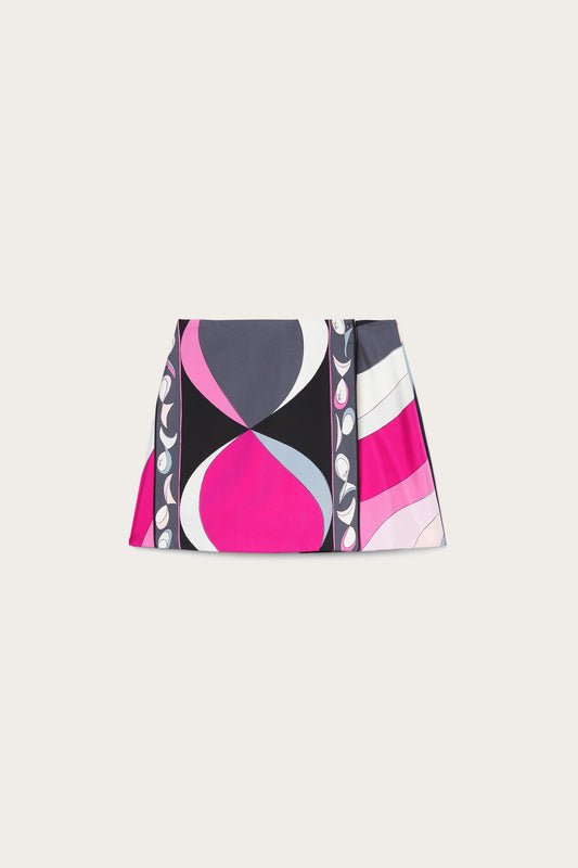 Pesci Print Silk Twill Miniskirt View 1 - Pucci