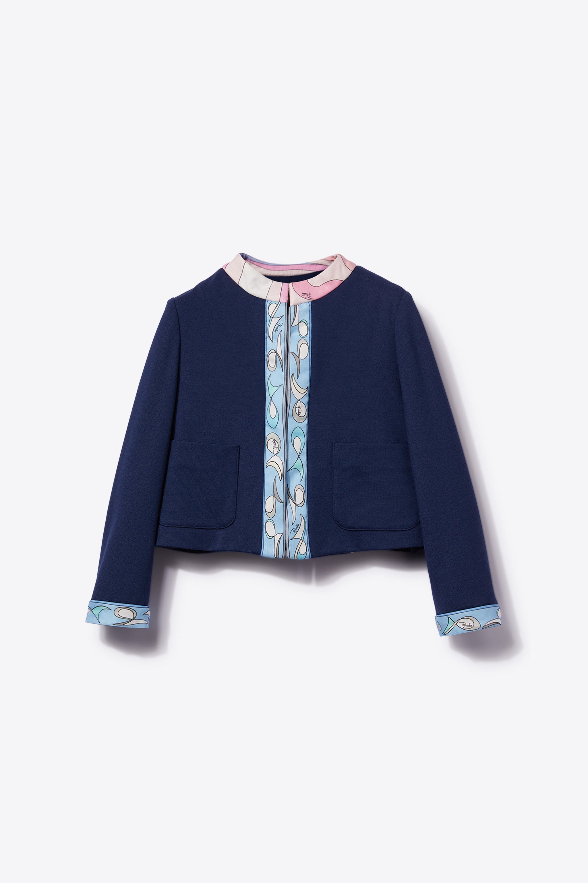 PUCCI Junior Pesci-print round-neck jacket - Blue