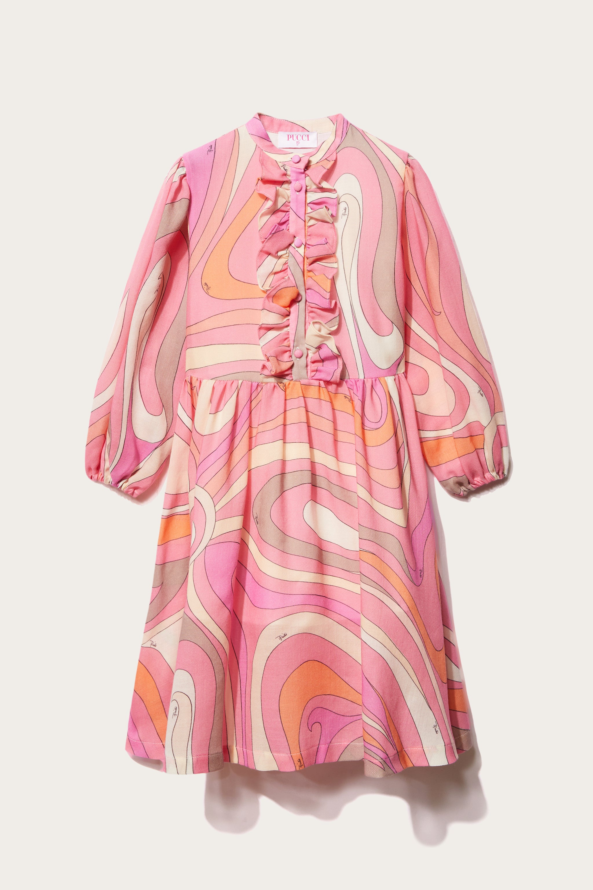 Pucci Marmo-Print Ruffled Wool Dress